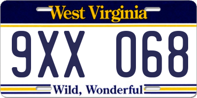 WV license plate 9XX068