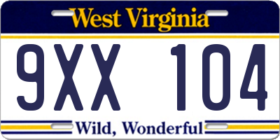WV license plate 9XX104