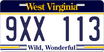 WV license plate 9XX113