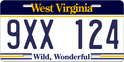 WV license plate 9XX124