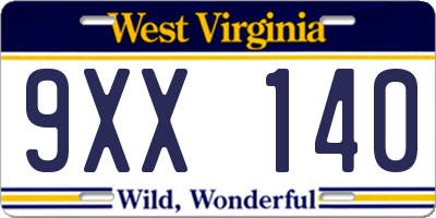 WV license plate 9XX140