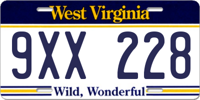 WV license plate 9XX228