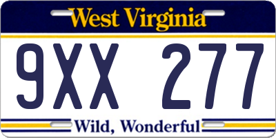 WV license plate 9XX277