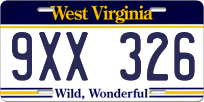 WV license plate 9XX326