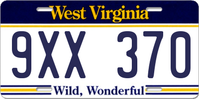 WV license plate 9XX370
