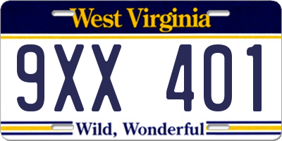 WV license plate 9XX401