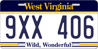 WV license plate 9XX406