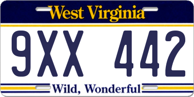 WV license plate 9XX442