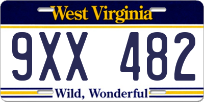 WV license plate 9XX482