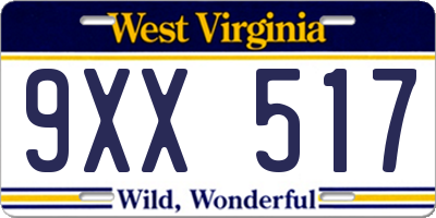 WV license plate 9XX517