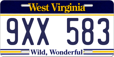 WV license plate 9XX583