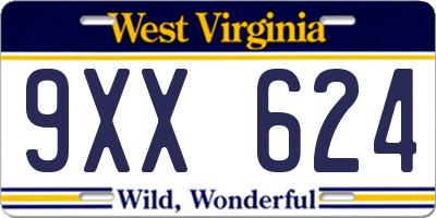 WV license plate 9XX624