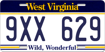 WV license plate 9XX629