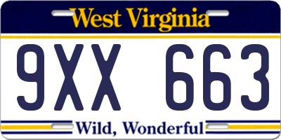 WV license plate 9XX663