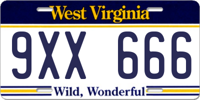 WV license plate 9XX666