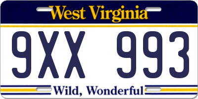 WV license plate 9XX993