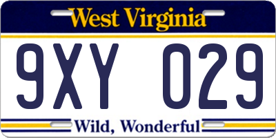 WV license plate 9XY029