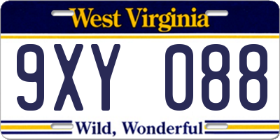 WV license plate 9XY088