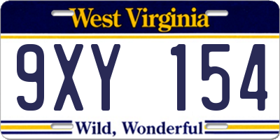 WV license plate 9XY154