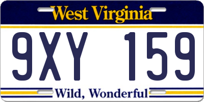 WV license plate 9XY159
