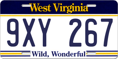 WV license plate 9XY267