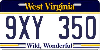 WV license plate 9XY350