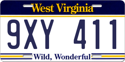 WV license plate 9XY411