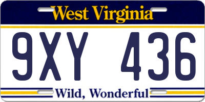 WV license plate 9XY436