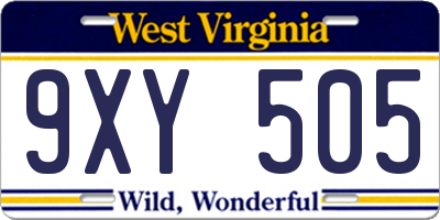 WV license plate 9XY505