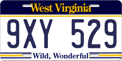WV license plate 9XY529