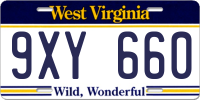 WV license plate 9XY660