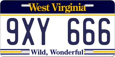 WV license plate 9XY666
