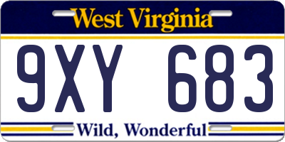 WV license plate 9XY683