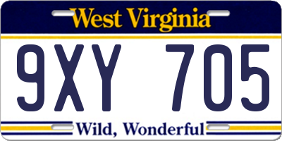 WV license plate 9XY705