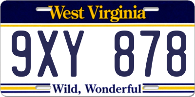WV license plate 9XY878