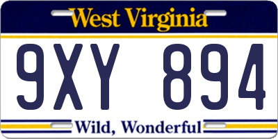 WV license plate 9XY894