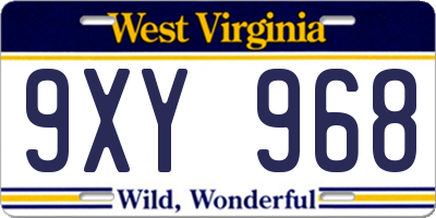 WV license plate 9XY968