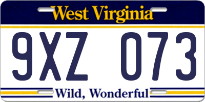 WV license plate 9XZ073