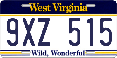 WV license plate 9XZ515
