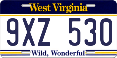 WV license plate 9XZ530