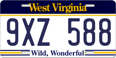 WV license plate 9XZ588