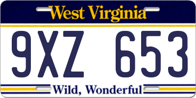 WV license plate 9XZ653