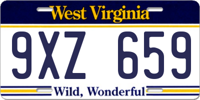 WV license plate 9XZ659