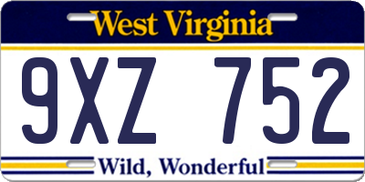 WV license plate 9XZ752