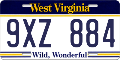 WV license plate 9XZ884