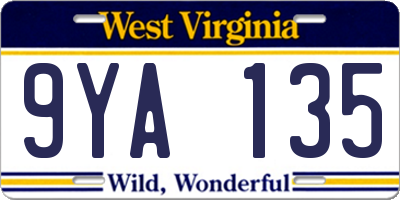 WV license plate 9YA135