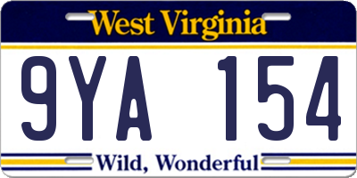 WV license plate 9YA154