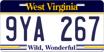 WV license plate 9YA267