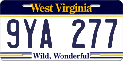WV license plate 9YA277