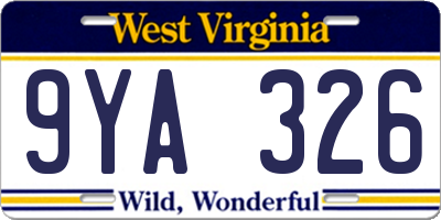 WV license plate 9YA326